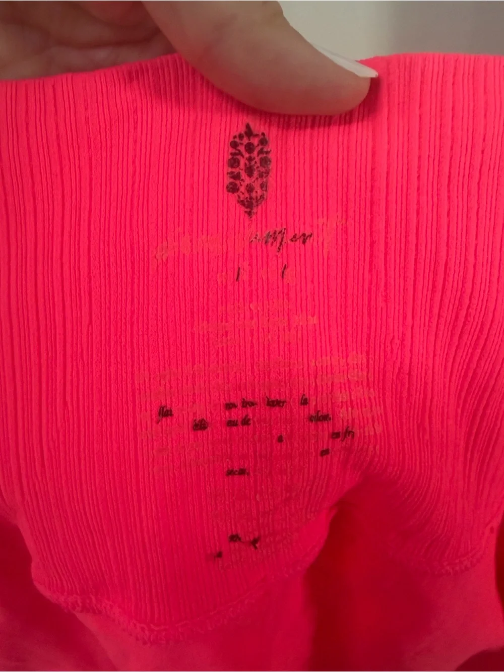 Free People Neon Pink peach Ribbed-Waist Leggings size Large